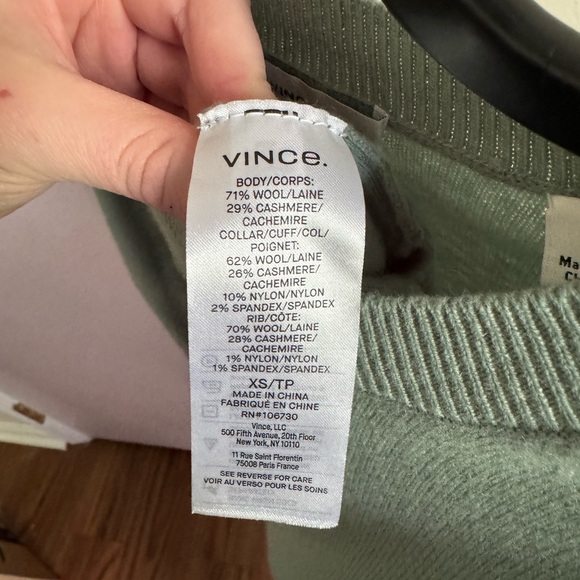 Vince cashmere wool sweater light green xs - Picture 3 of 4